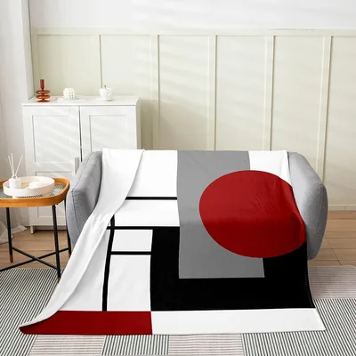 Red Circle Geometric Abstract Blanket Bold Art Design