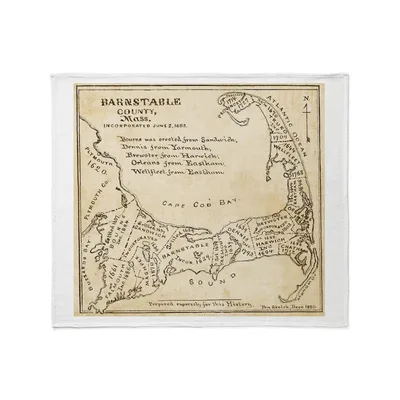 Old Cape Cod Map Blanket: Vintage Barnstable County Print
