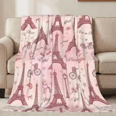 Pink Eiffel Tower Paris Pattern Blanket: Romantic French Design