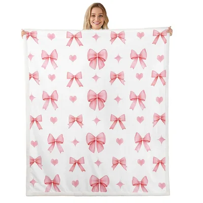 Pink Bow Pattern Blanket No. 17 for Coquette Style Lovers
