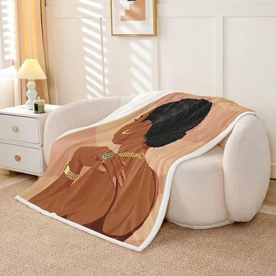 Stylized Woman Portrait Art Blanket: Bold Fashion Illustration