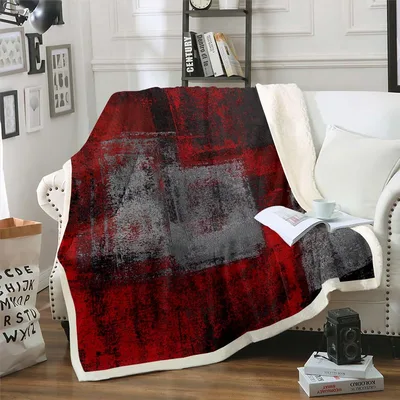 Red Black Grunge Watercolor Blanket Abstract Art Design