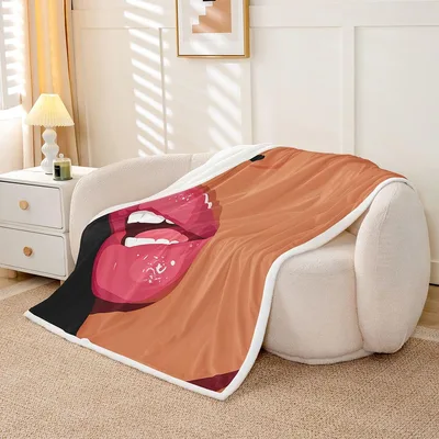 Red Lips Pop Art Blanket: Bold Graphic Mouth Design
