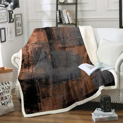 Brown Grunge Watercolor Abstract Blanket for Modern Art Lovers