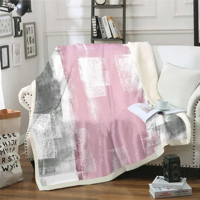 Pink Gray Watercolor Abstract Blanket: Cozy Art for Your Space