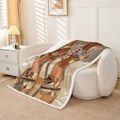 Girlish High Heels Pattern Blanket: Metallic Shoe Design