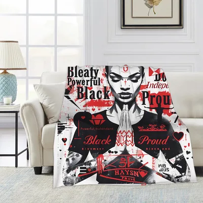 Powerful Woman Portrait Art Blanket: Bold Street Style Design