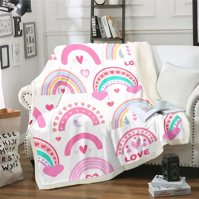Pink Rainbows and Hearts Blanket: A Kawaii Rainbow Print for Cozy Days