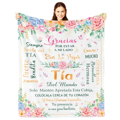Spanish Aunt Blanket with Thank You Words for Tía