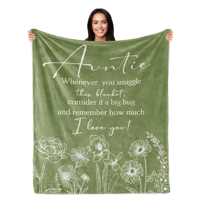 Auntie Whenever you snuggle Blanket with a green floral design