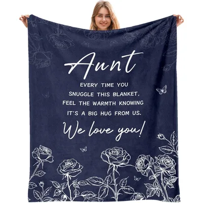 Aunt every time you snuggle Blanket: Navy Rose Gift