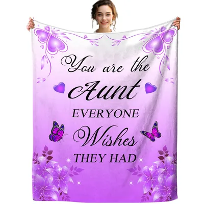 You Are The Aunt Blanket - Purple Butterfly Throw for Auntie