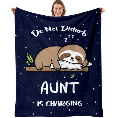 Aunt Charging Blanket: Sleeping Sloth Throw for Auntie