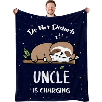 Uncle Is Charging Blanket: Sleepy Sloth Design