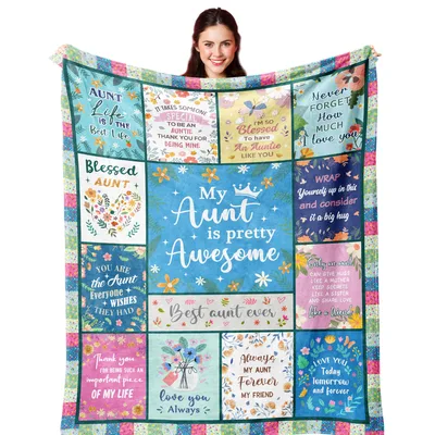 Aunt Floral Sentiment Blanket: My Aunt is Pretty Awesome Quilt Design