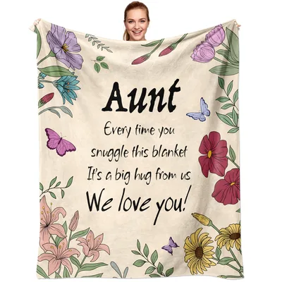 Aunt Hugs in Cream Blanket: A Warm Gift for Auntie