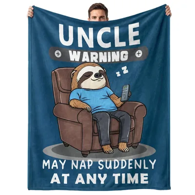 Uncle Warning May Nap Blanket: Sloth Uncle Napping Design