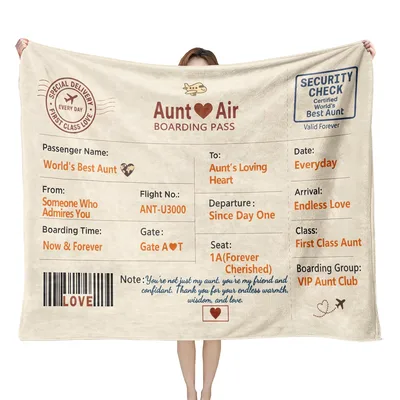 Aunt Boarding Pass Auntie Blanket