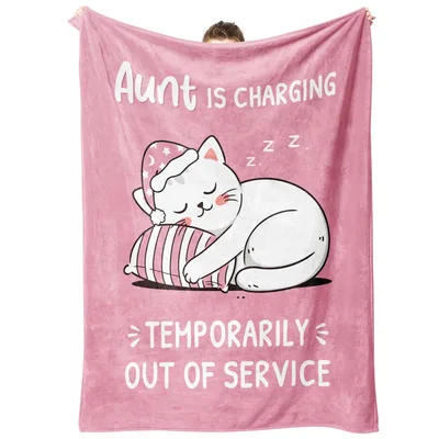 Sleepy Cat Aunt Blanket: Charging Mode On