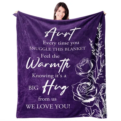 Aunt Warmth Hug Purple Blanket for Your Favorite Aunt