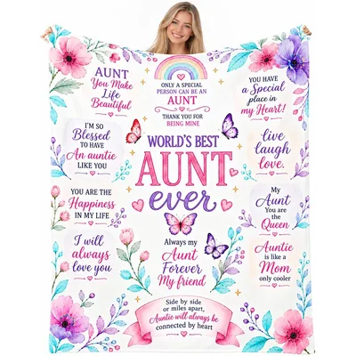 Aunt Floral Butterflies Blanket Celebrating the World's Best Aunt