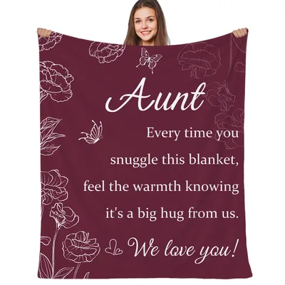 Burgundy Aunt Floral Hug Blanket for Your Favorite Aunt
