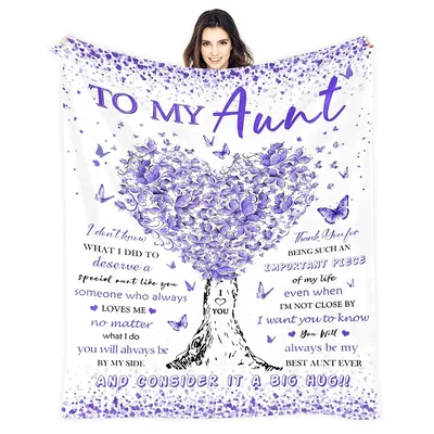 Special Aunt Blanket with Purple Butterfly Tree Print