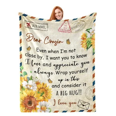 Dear Cousin Sunflower Letter Blanket: A Warm Message for Distant Kin