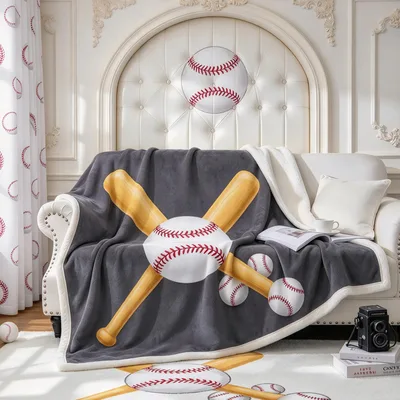 Baseball Lover Blanket: Crossed Bats and Balls Design