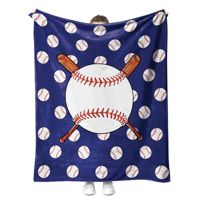Baseball Dad Blanket with Crossed Bats and Ball Design