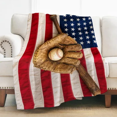 Vintage Baseball Blanket: American Flag and Gear Design