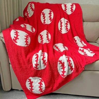 Red and White Baseball Blanket: Cozy Softball Pattern for Fans