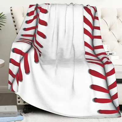 Baseball Seam Blanket: Red Stitches on White