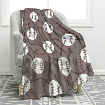 Baseballs Pattern on Brown Blanket for Sports Lovers