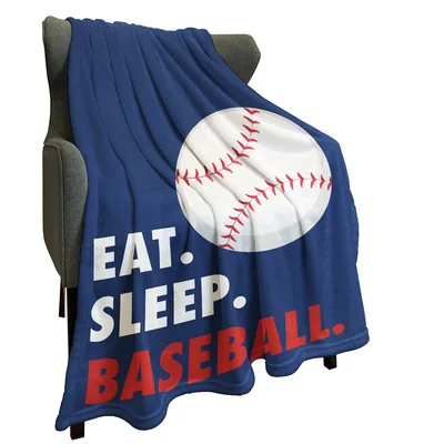 Baseball Sports Fan Blanket with Eat Sleep Baseball Design
