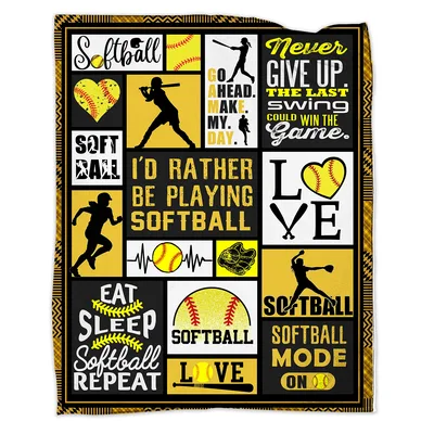 Eat Sleep Softball Blanket for Players and Fans