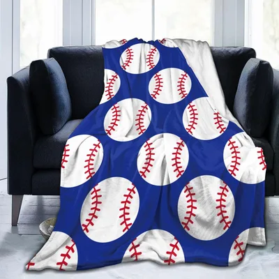 Baseballs on Navy Blue Blanket: Bold Sports Throw for Fans