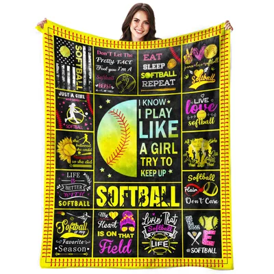 Softball I Know Blanket: Play Like a Girl Throw
