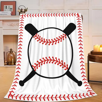 Baseball Bats Sports Blanket: Crossed Bats and Ball Design