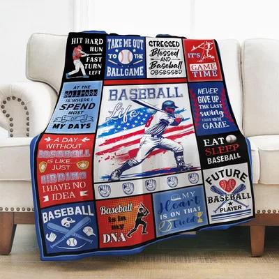 Hit Hard Run Fast Blanket: A Baseball Quilt-Style Throw