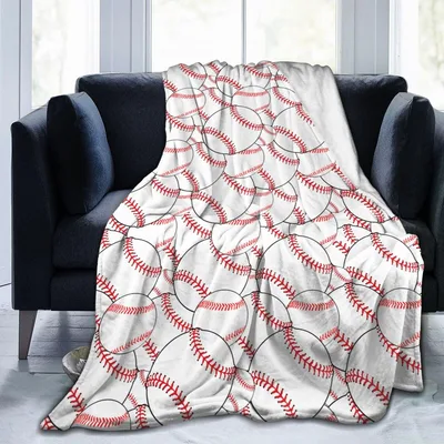 Overlapping Red Stitch Baseballs Blanket for Fans