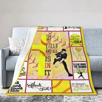 Let The Field Blanket for Softball Fans, Cozy and Bright