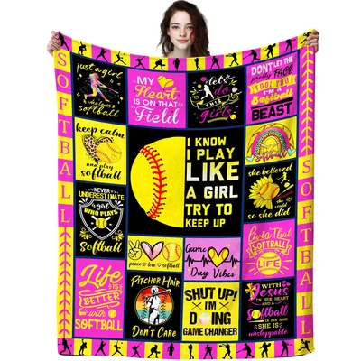 Softball Girls Sports Blanket for Players and Fans