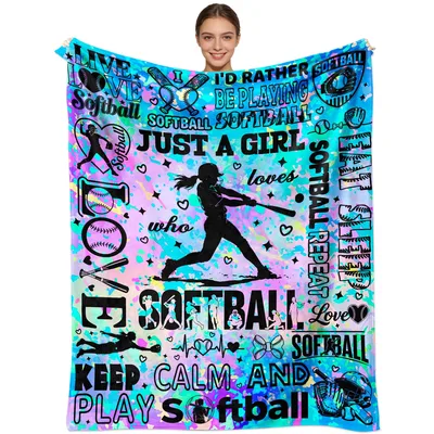 Softball Girl Player Blanket features vibrant tie-dye