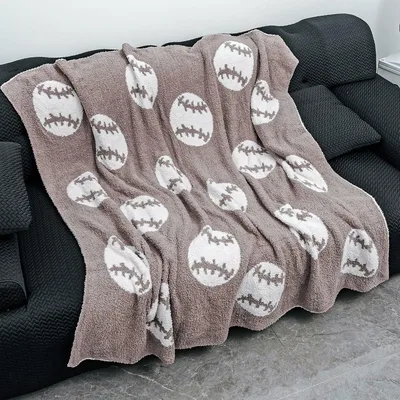 Taupe Football Stitch Pattern Blanket for Sports Fans