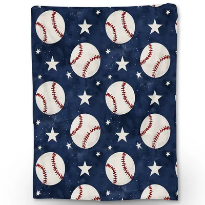 Baseballs and Stars Blanket: Navy throw with white stars
