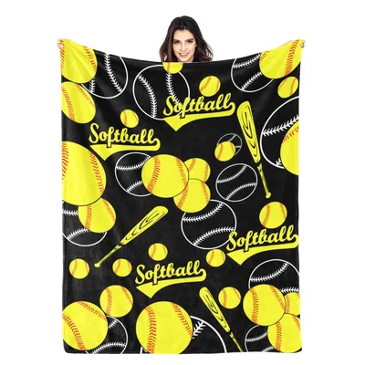 Softball Pattern Print Blanket for Players and Fans