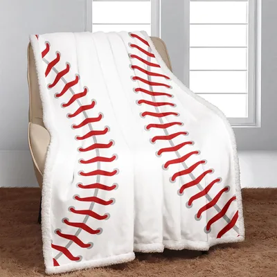 Classic White Baseball Seam Blanket for Sports Fans
