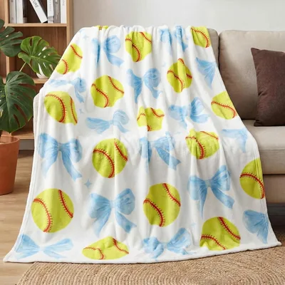 Softball Bow Blanket for Softball Fans and Their Families