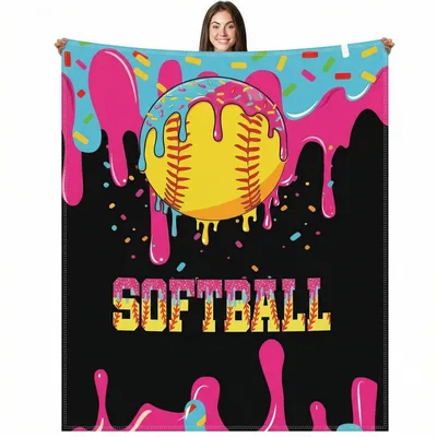 Softball Drip Donut Blanket for Players and Fans